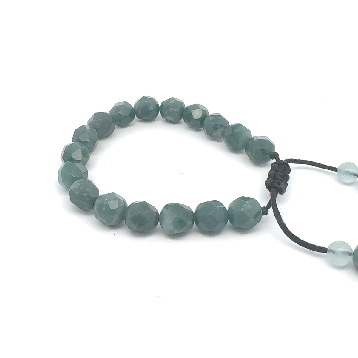 Faceted Snowy Princesa Blue Jadeite & Aquamarine Bracelet | 10 mm