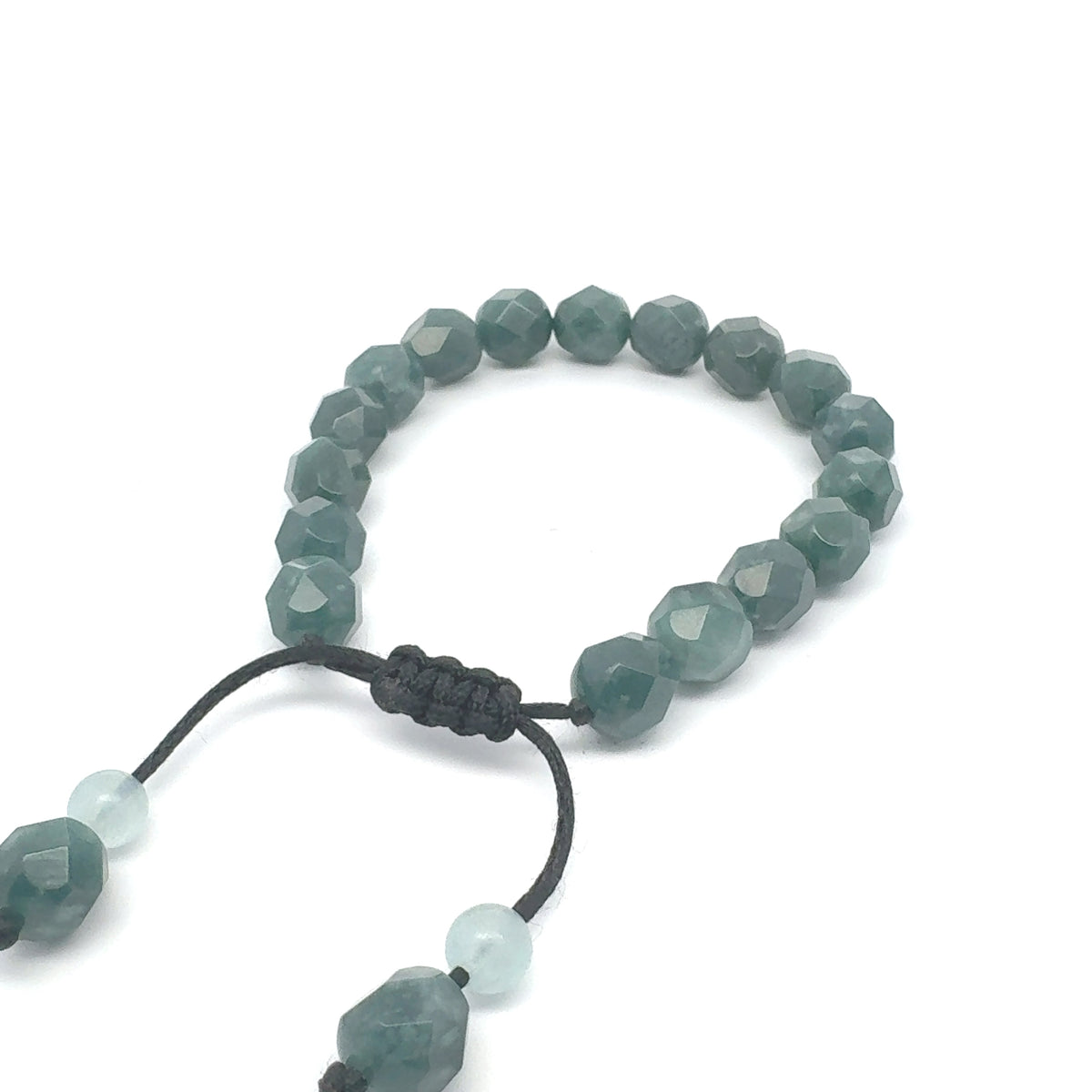 Faceted Snowy Princesa Blue Jadeite & Aquamarine Bracelet | 10 mm