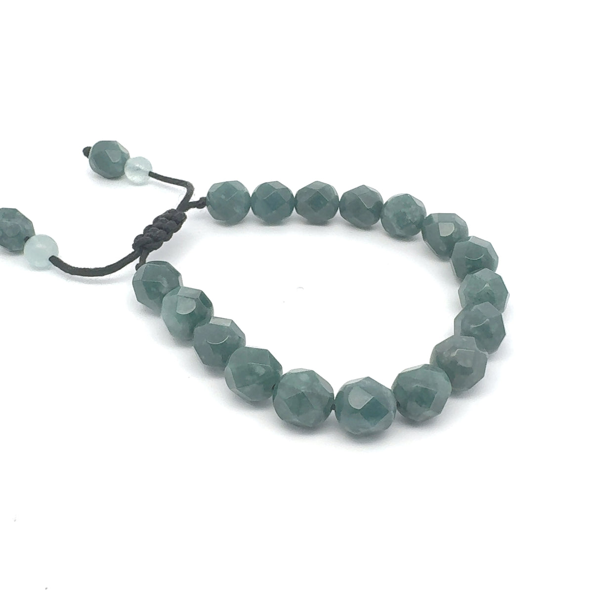 Faceted Snowy Princesa Blue Jadeite & Aquamarine Bracelet | 10 mm