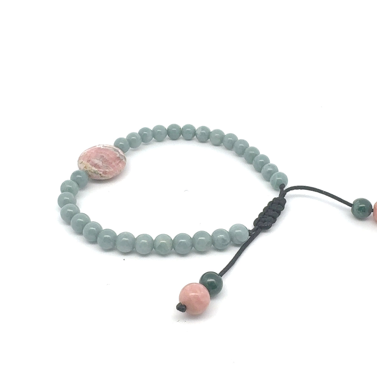Celestial Blue Jadeite & Rhodochrosite Bracelet | 5.5 mm