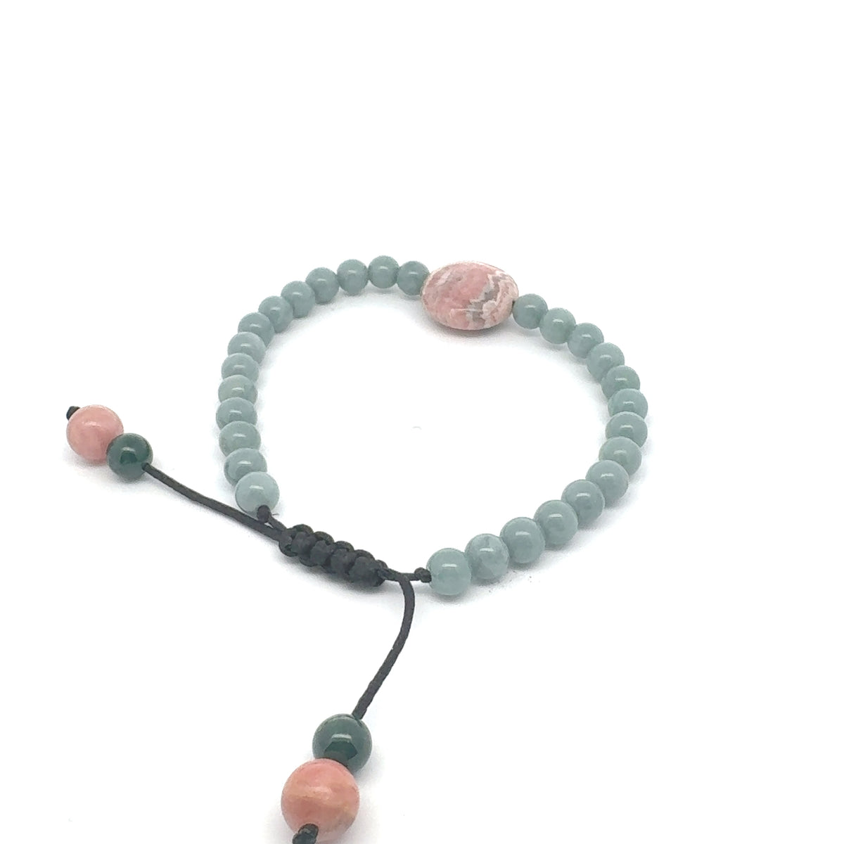 Celestial Blue Jadeite & Rhodochrosite Bracelet | 5.5 mm