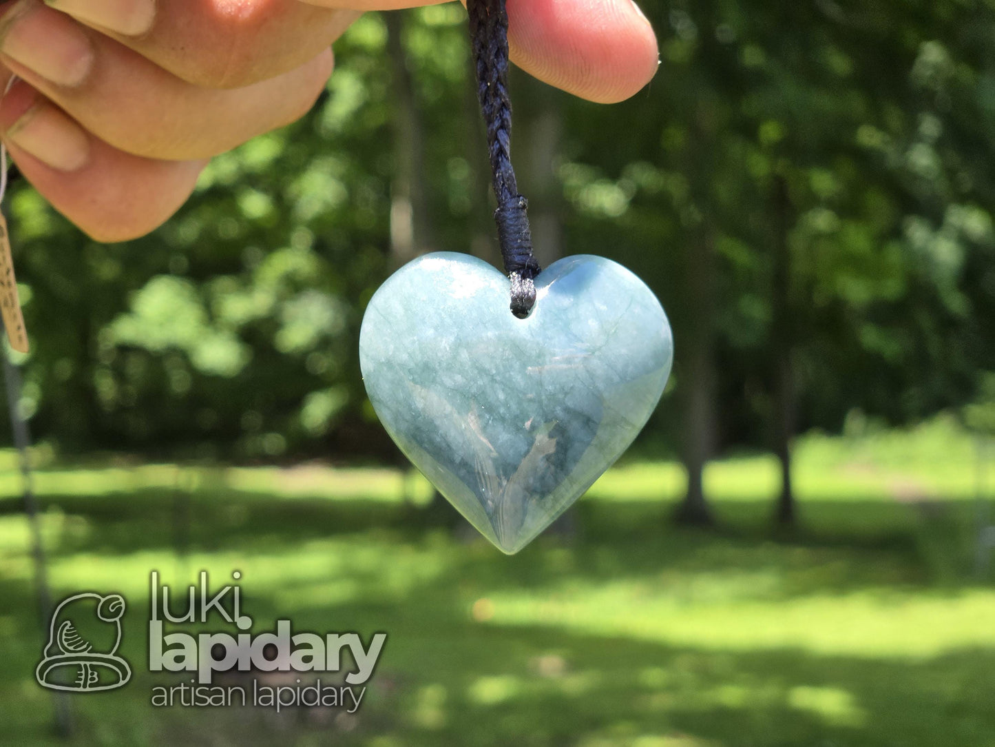 Two-Tone Celestial & Imperial Green Jadeite Heart Pendant — Rare Guatemalan Jade