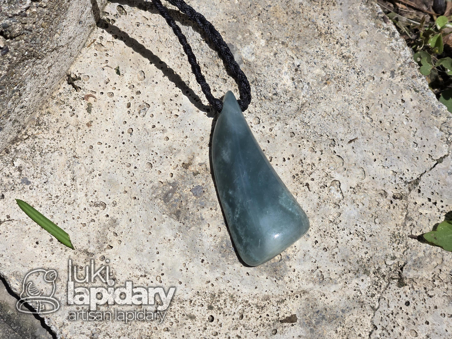 Guatemalan Blue Jadeite Freeform Pendant — Translucent Mayan Jade