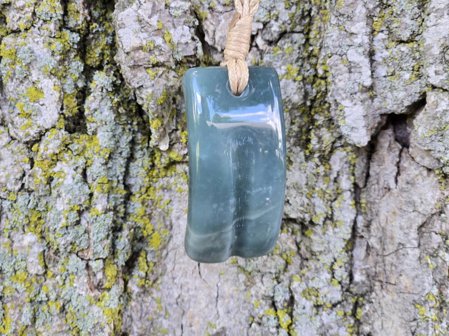 Guatemalan Blue Jadeite Freeform Pendant — Translucent Mayan Jade, Medium