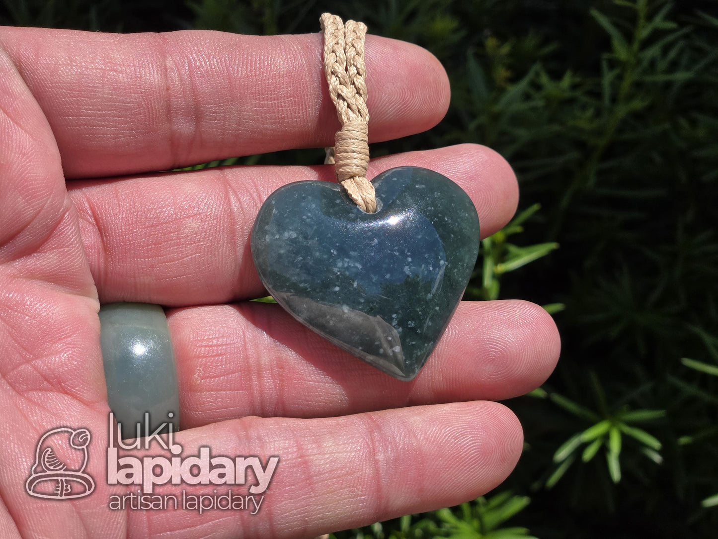 Guatemalan Blue Jadeite Heart Pendant — Rare Translucent Mayan Jade