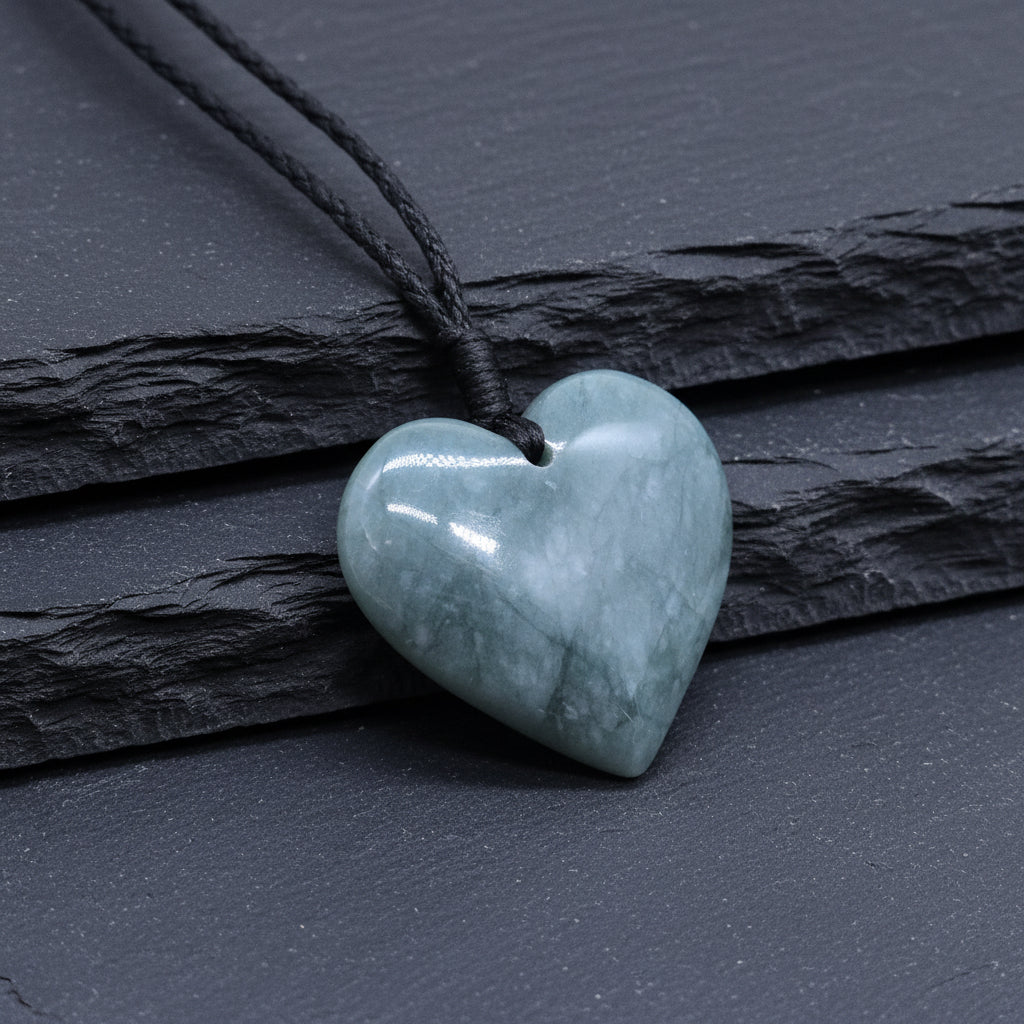 Two-Tone Celestial & Imperial Green Jadeite Heart Pendant — Rare Guatemalan Jade