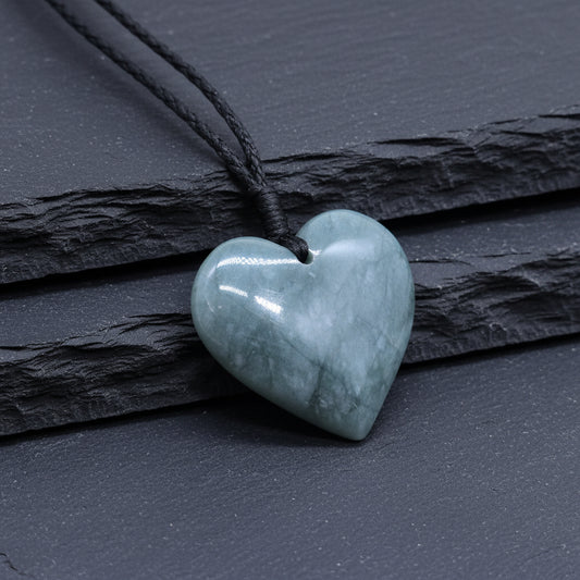 Two-Tone Celestial & Imperial Green Jadeite Heart Pendant — Rare Guatemalan Jade