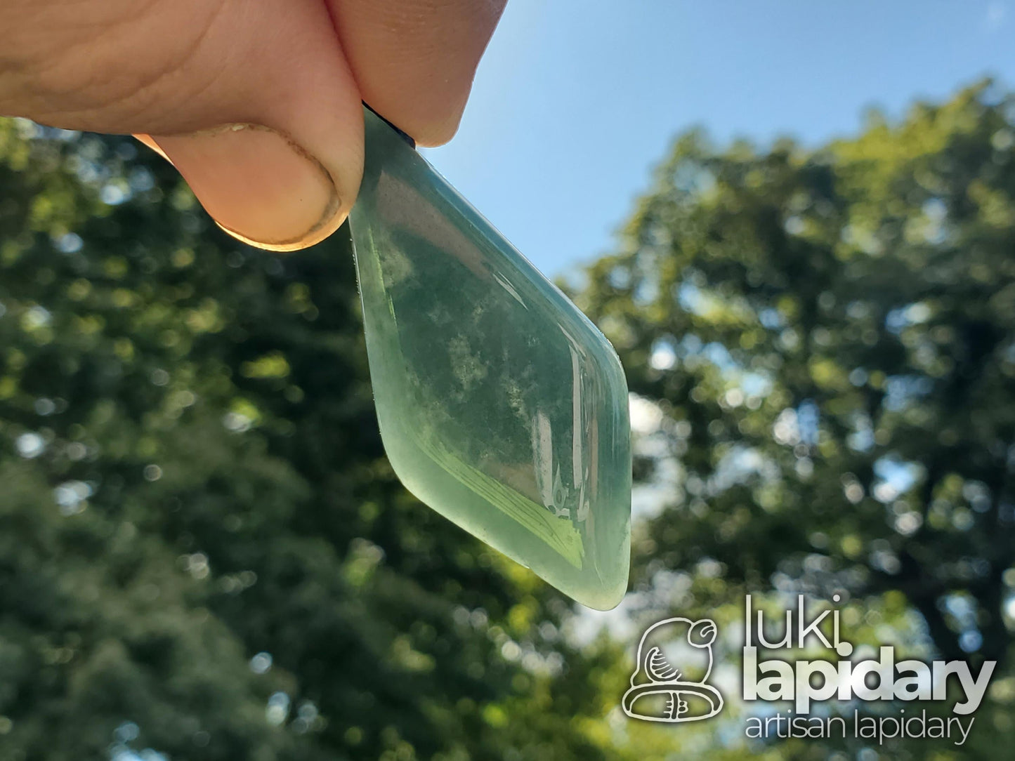 Guatemalan Blue Jadeite Diamond Pendant — Translucent Mayan Jade