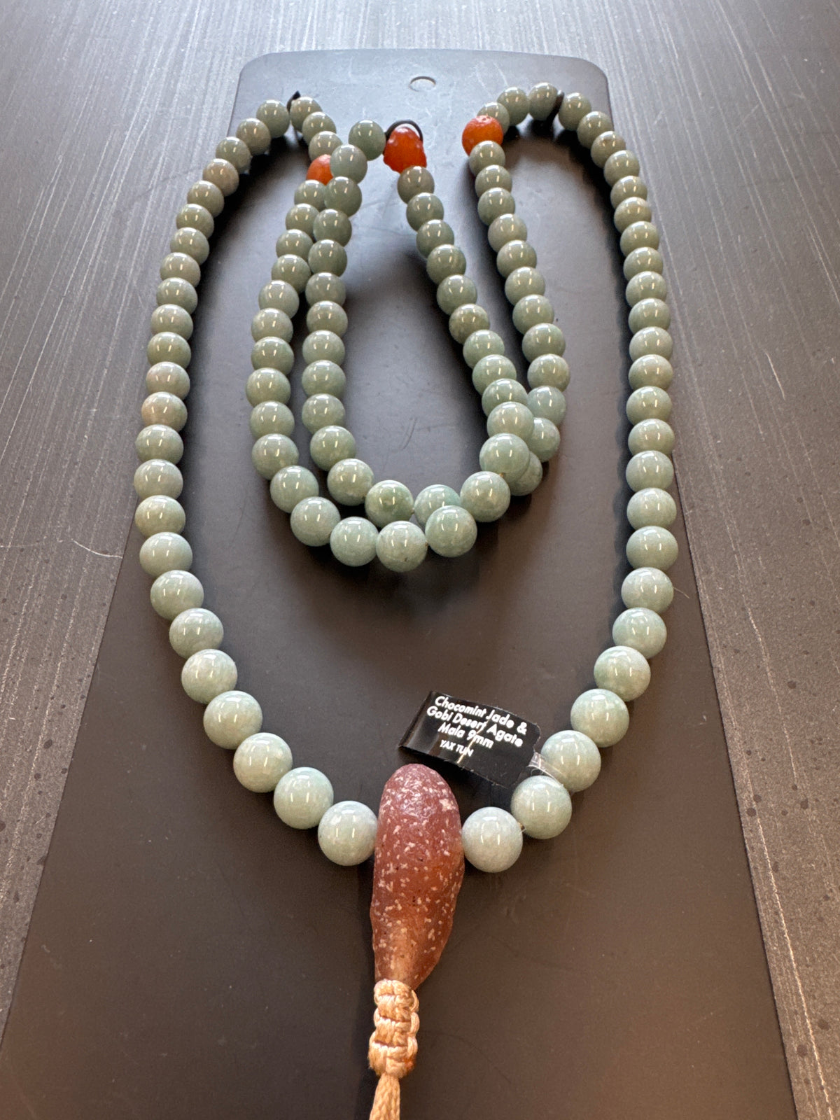 Mala Necklace — ChocoMint Jadeite Jade, 9mm