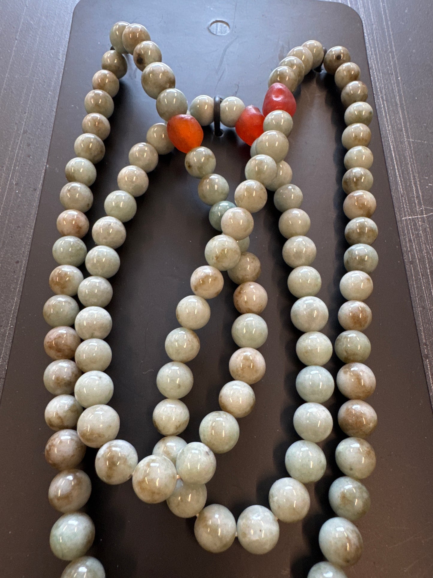 Mala Necklace — ChocoMint Jadeite Jade, 9mm
