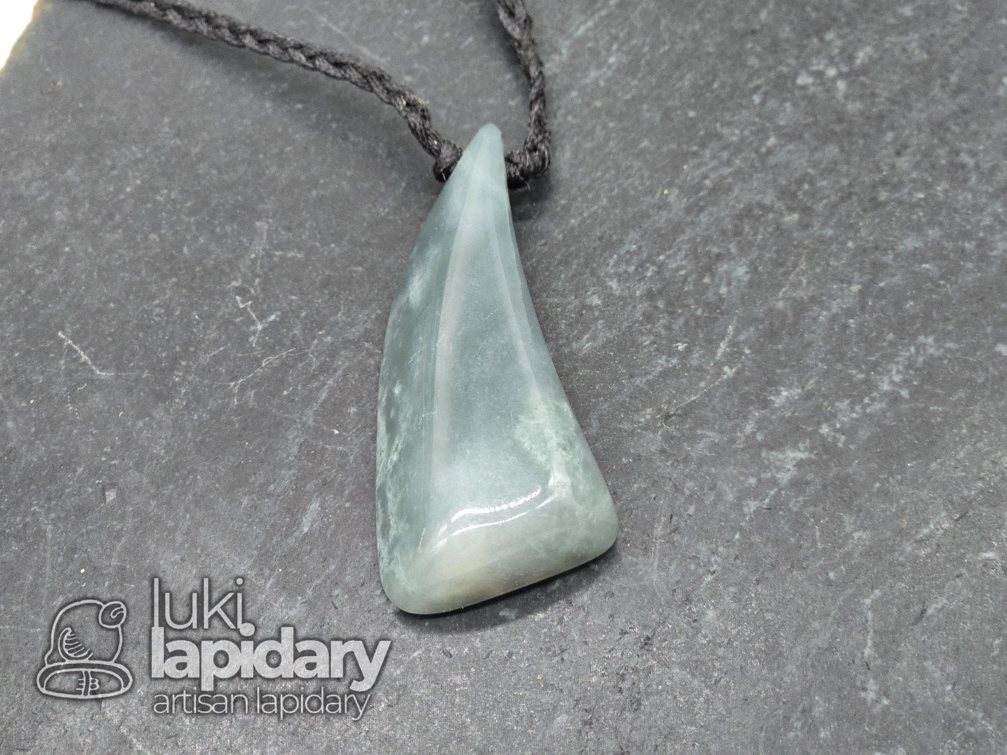 Guatemalan Blue Jadeite Freeform Pendant — Translucent Mayan Jade
