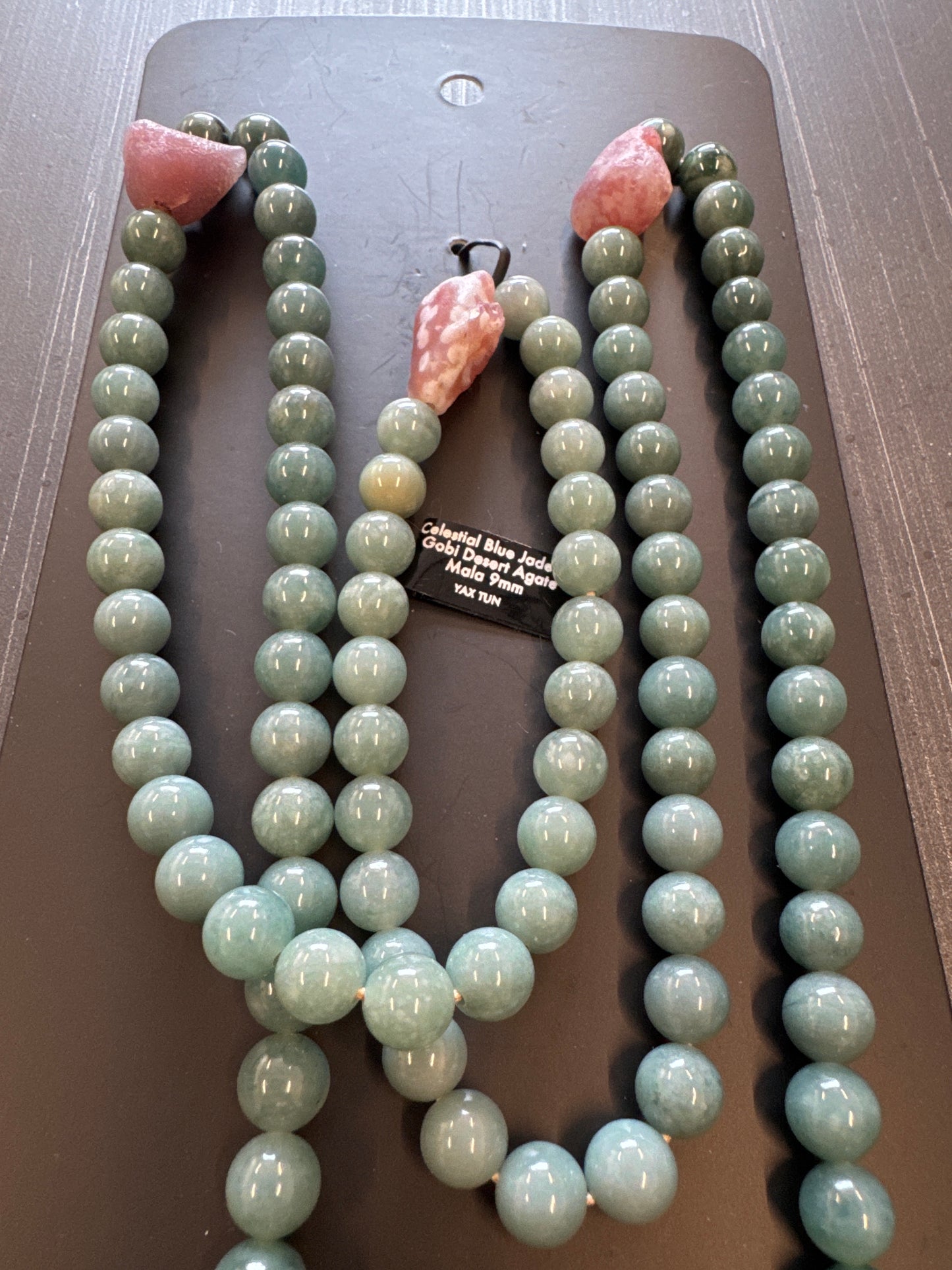 Mala Necklace — Celestial Blue Jadeite Jade, 9mm