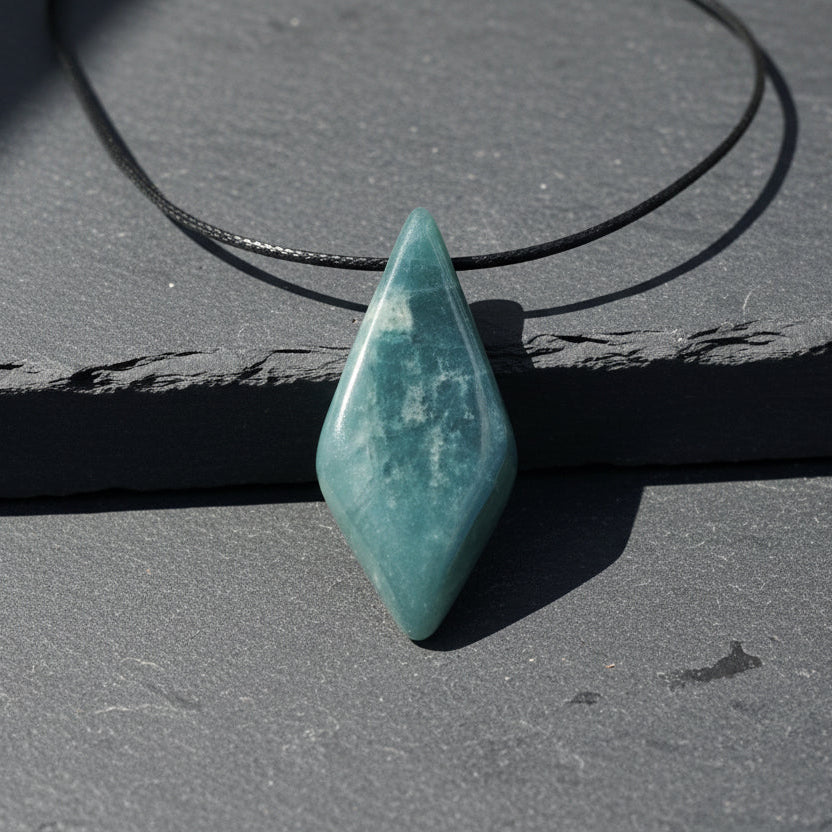 Guatemalan Blue Jadeite Diamond Pendant — Translucent Mayan Jade