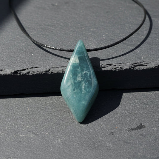 Guatemalan Blue Jadeite Diamond Pendant — Translucent Mayan Jade