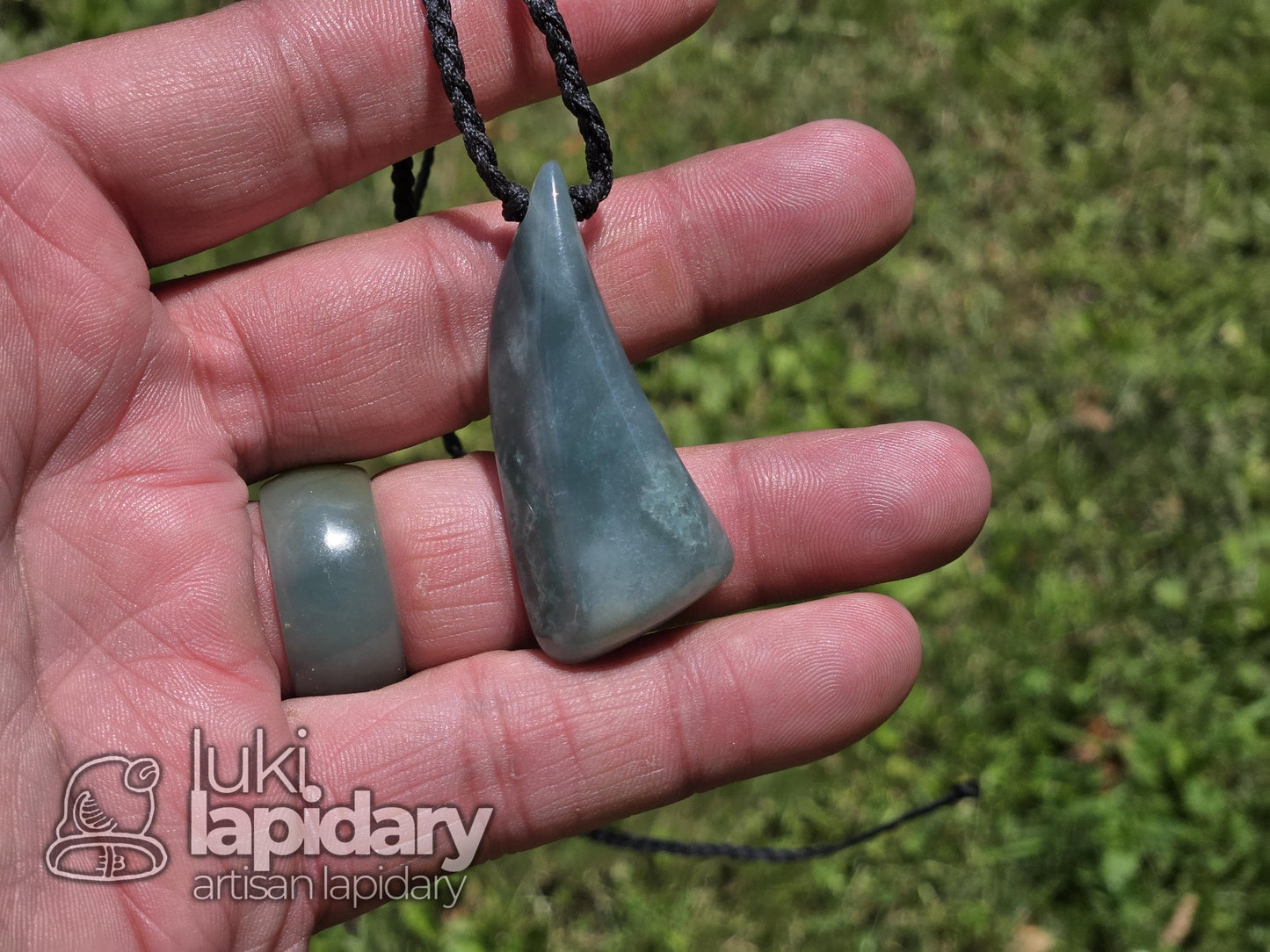 Guatemalan Blue Jadeite Freeform Pendant — Translucent Mayan Jade