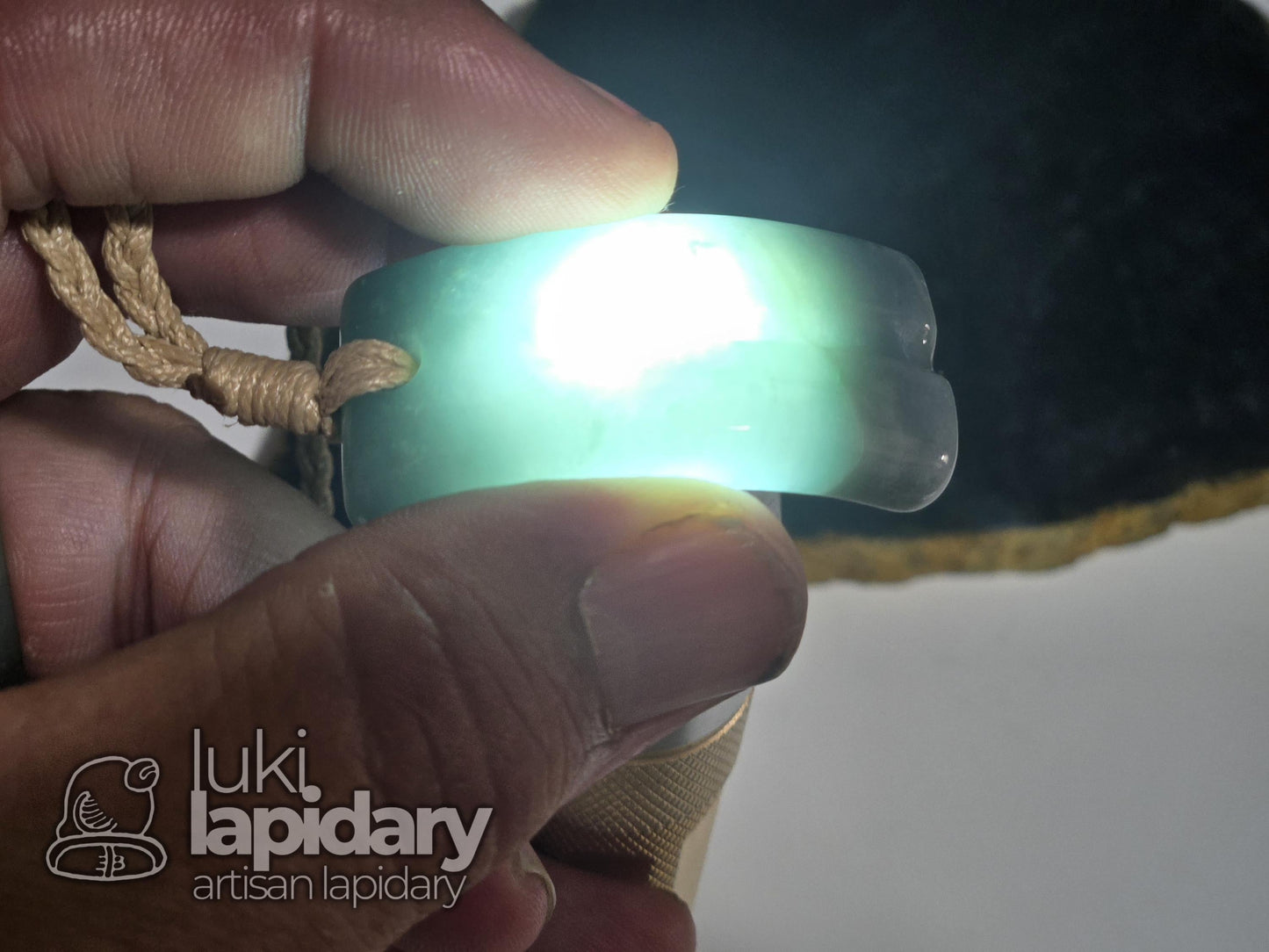 Guatemalan Blue Jadeite Freeform Pendant — Translucent Mayan Jade, Medium