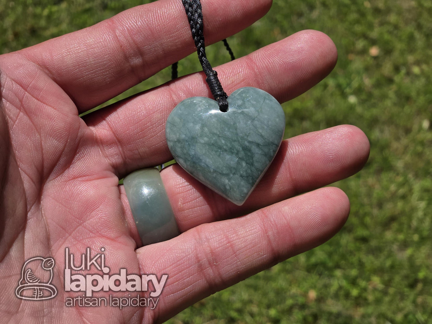 Two-Tone Celestial & Imperial Green Jadeite Heart Pendant — Rare Guatemalan Jade