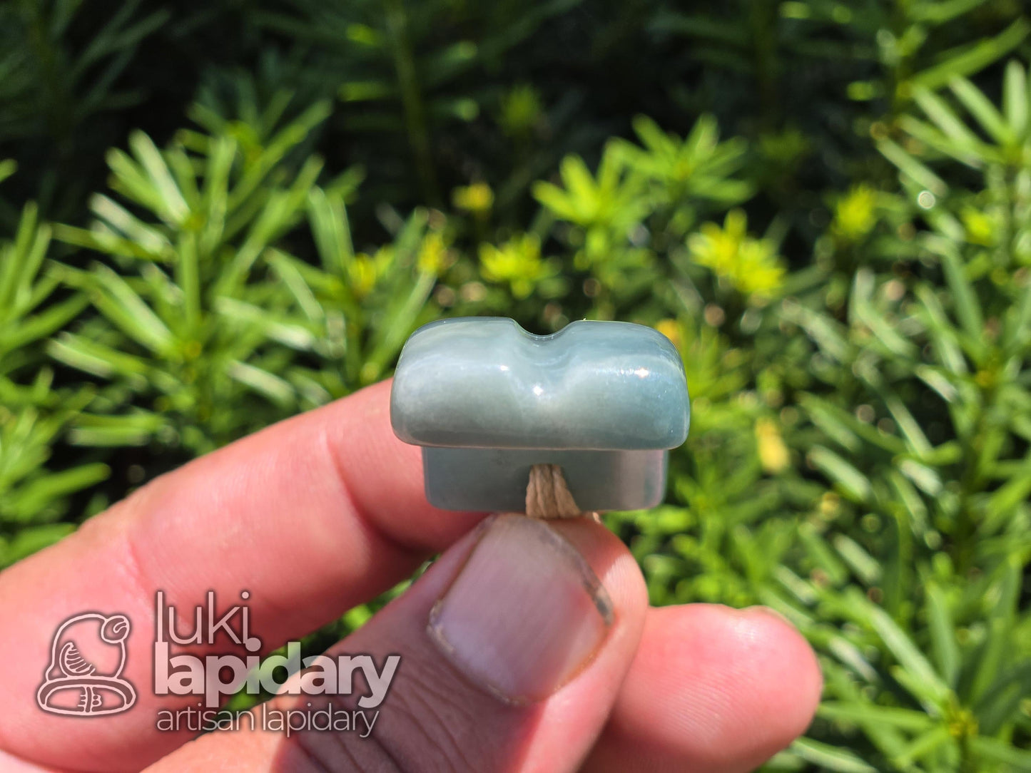 Guatemalan Blue Jadeite Freeform Pendant — Translucent Mayan Jade, Medium