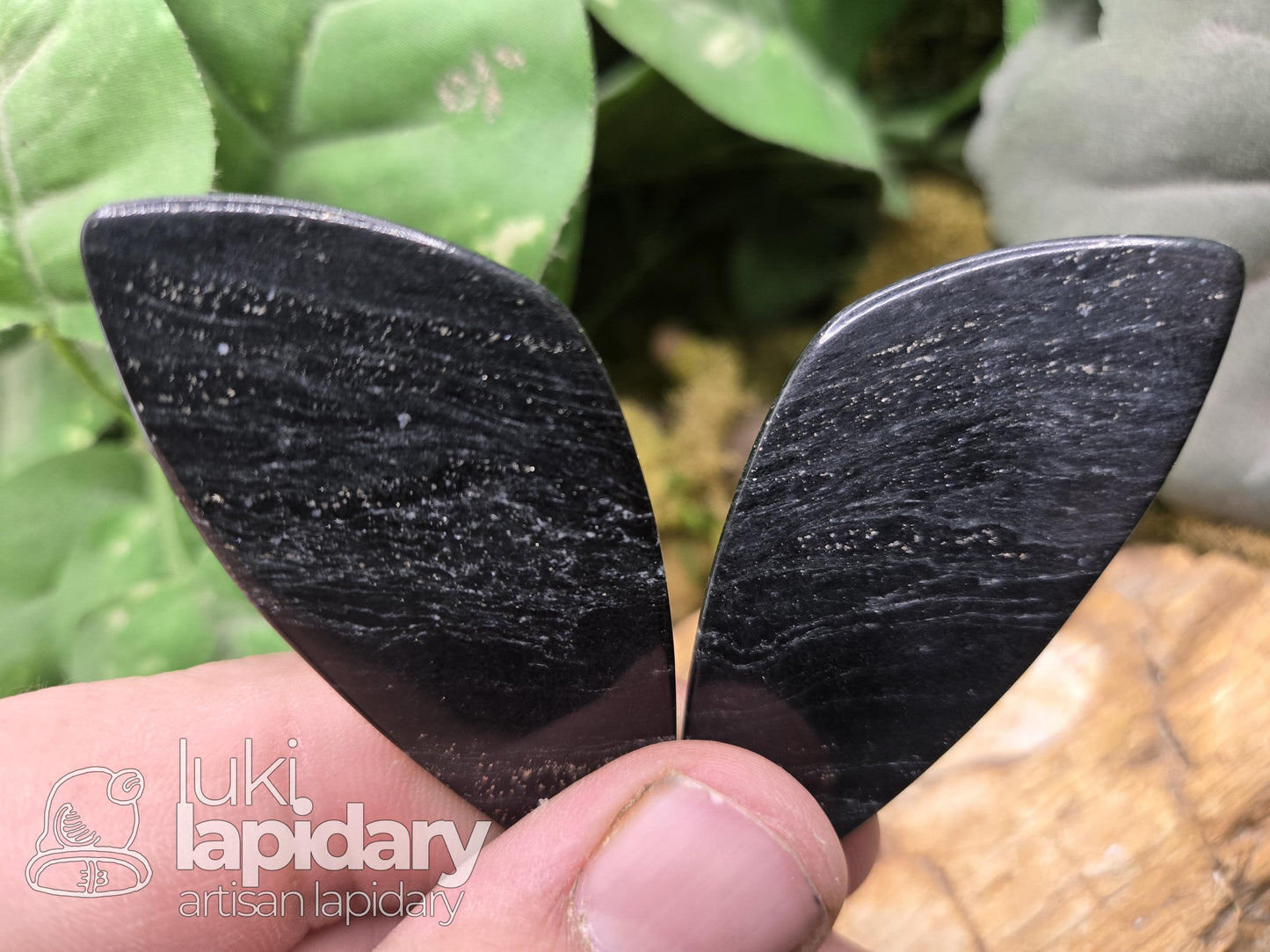 Galaxy Jadeite Earrings — Rare Black Jadeite with Pyrite Inclusions