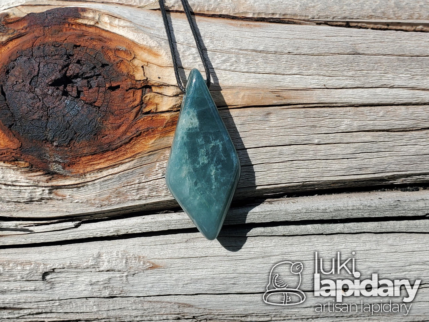 Guatemalan Blue Jadeite Diamond Pendant — Translucent Mayan Jade
