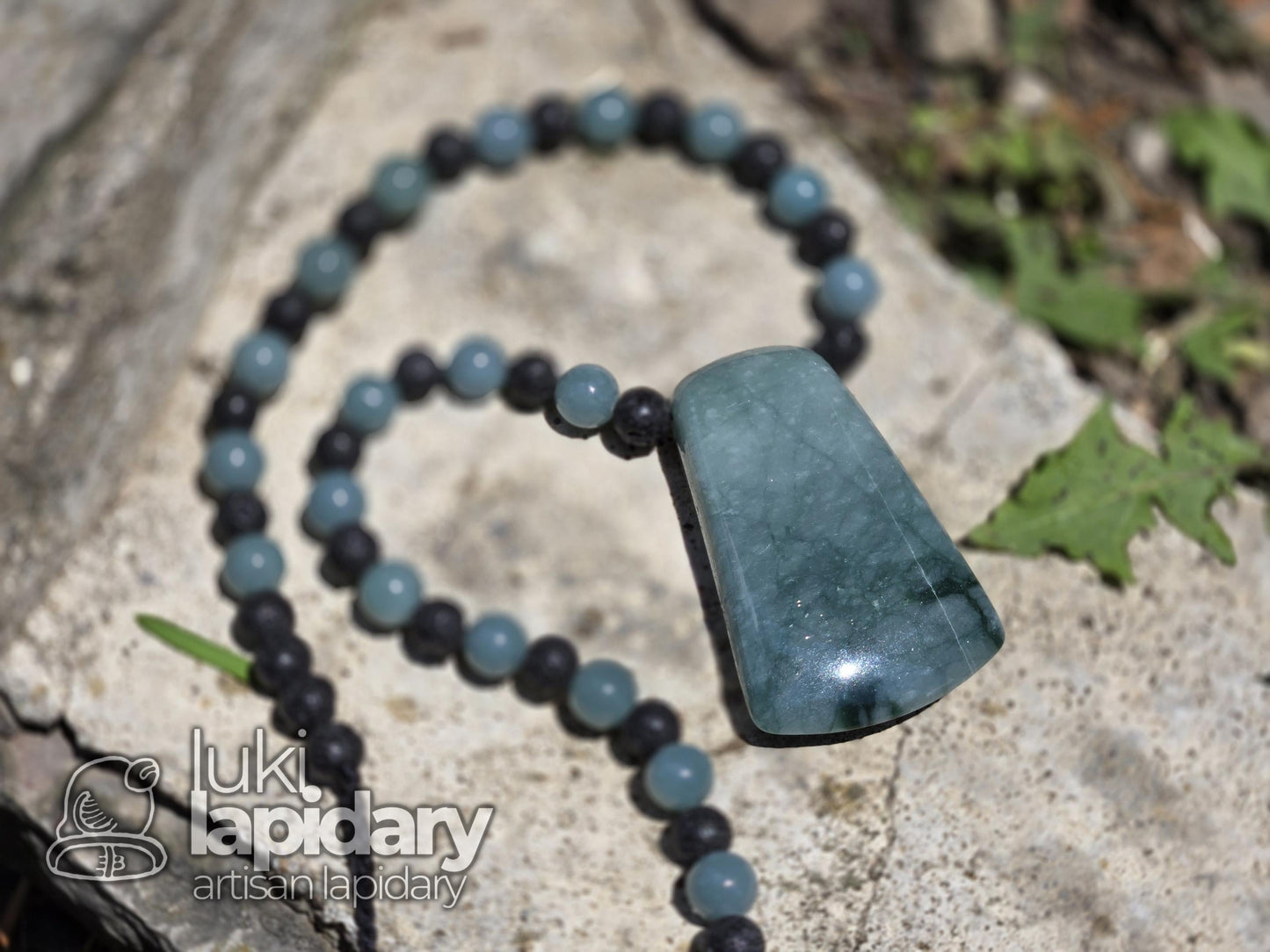 Two-Tone Celestial & Imperial Green Jadeite Fully Beaded Pendant — Rare Guatemalan Jade