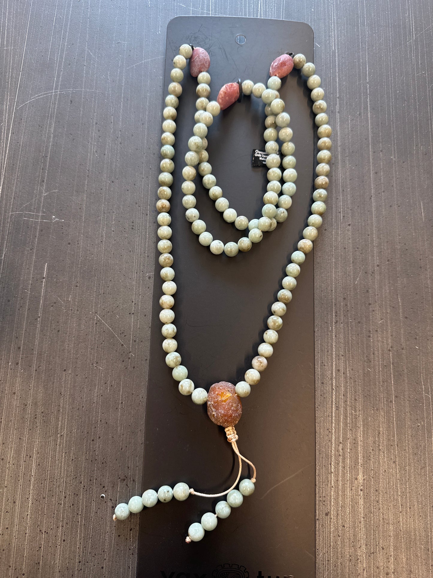 Mala Necklace — ChocoMint Jadeite Jade, 10mm