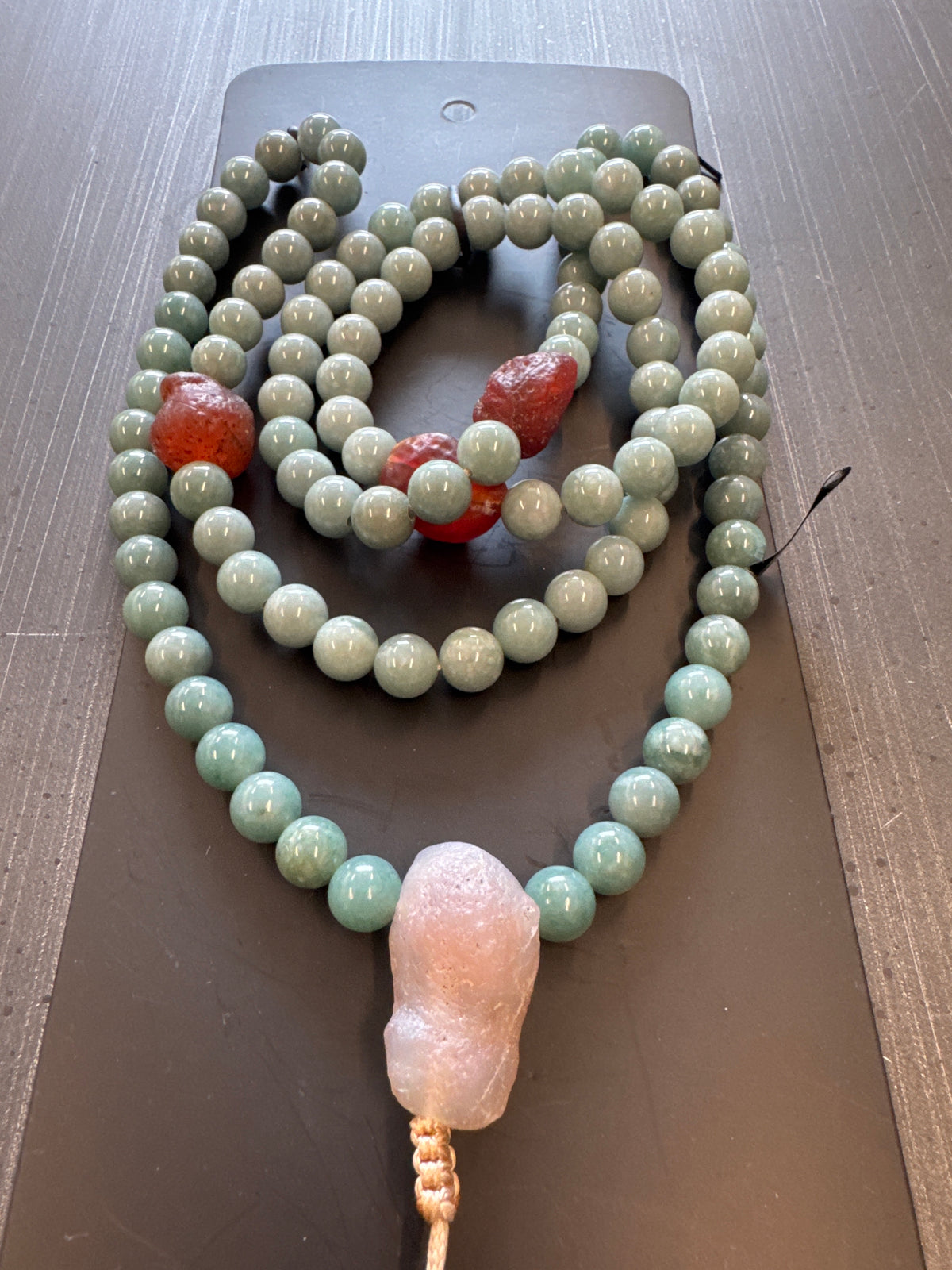Mala Necklace — Celestial Blue Jadeite Jade, 10mm