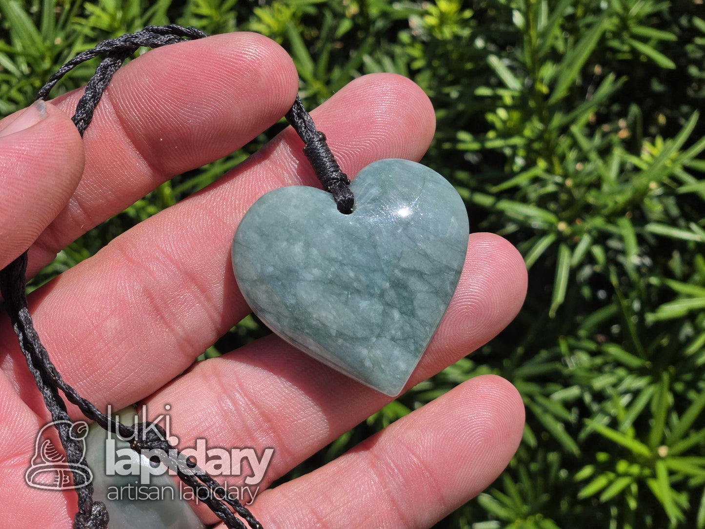 Two-Tone Celestial & Imperial Green Jadeite Heart Pendant — Rare Guatemalan Jade