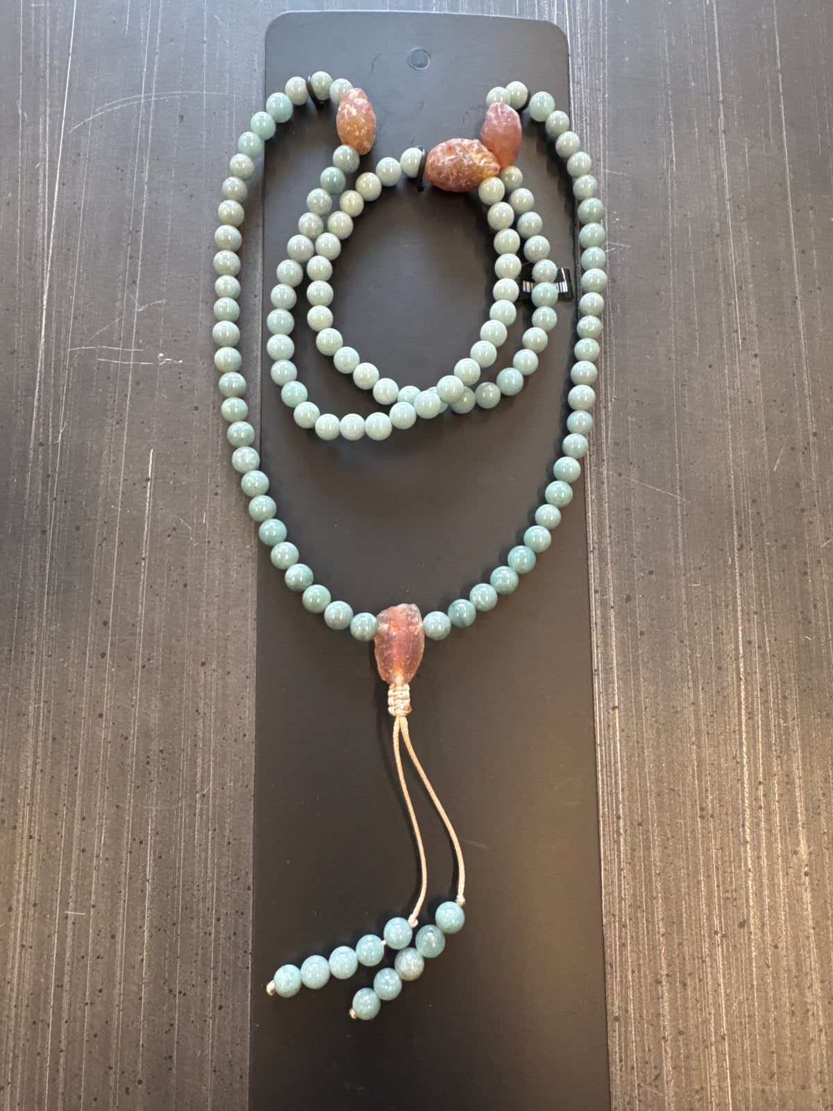 Mala Necklace — Celestial Blue Jadeite Jade, 9mm