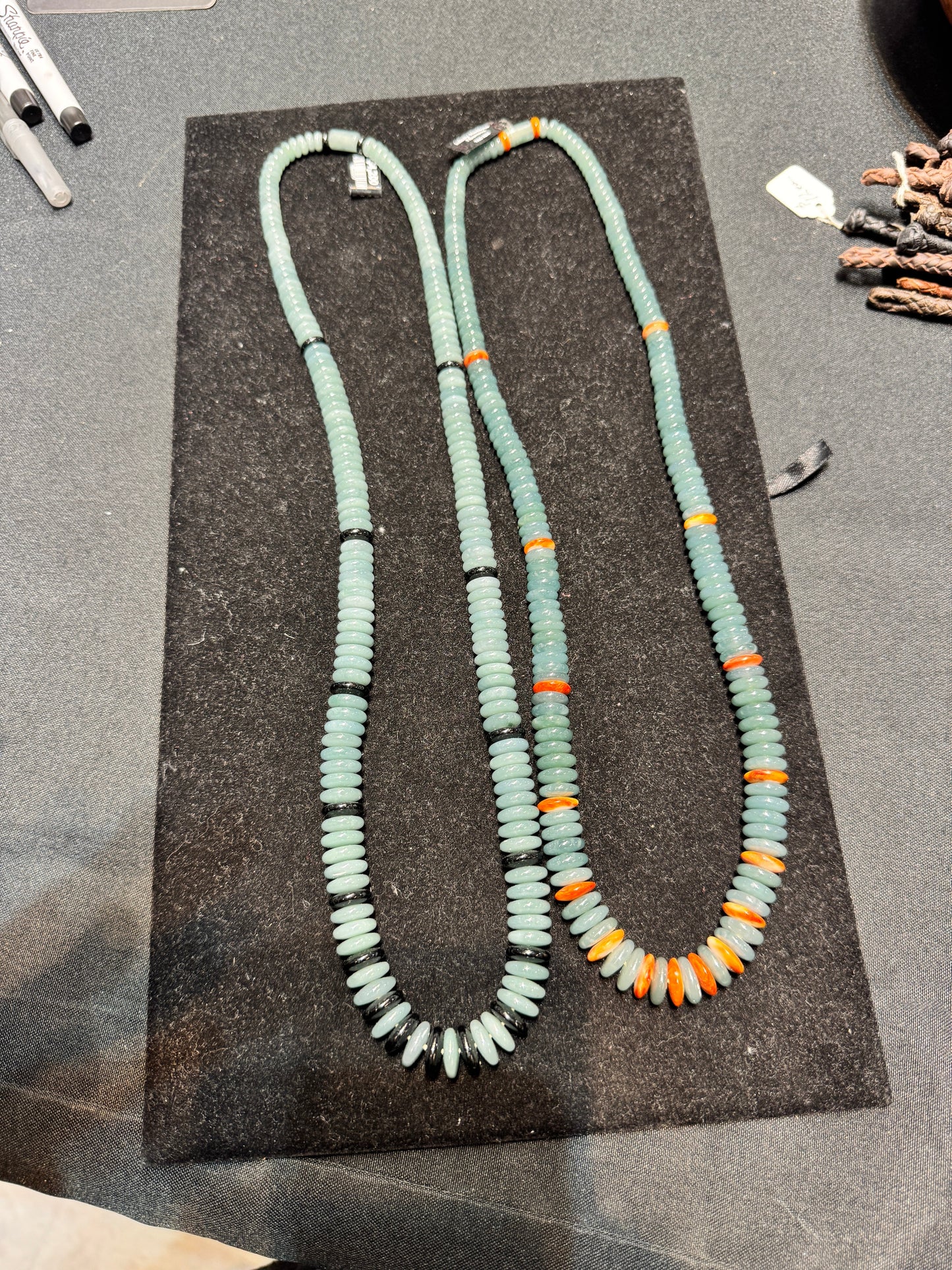"Fibonacci" Guatemalan Blue Jade Necklace