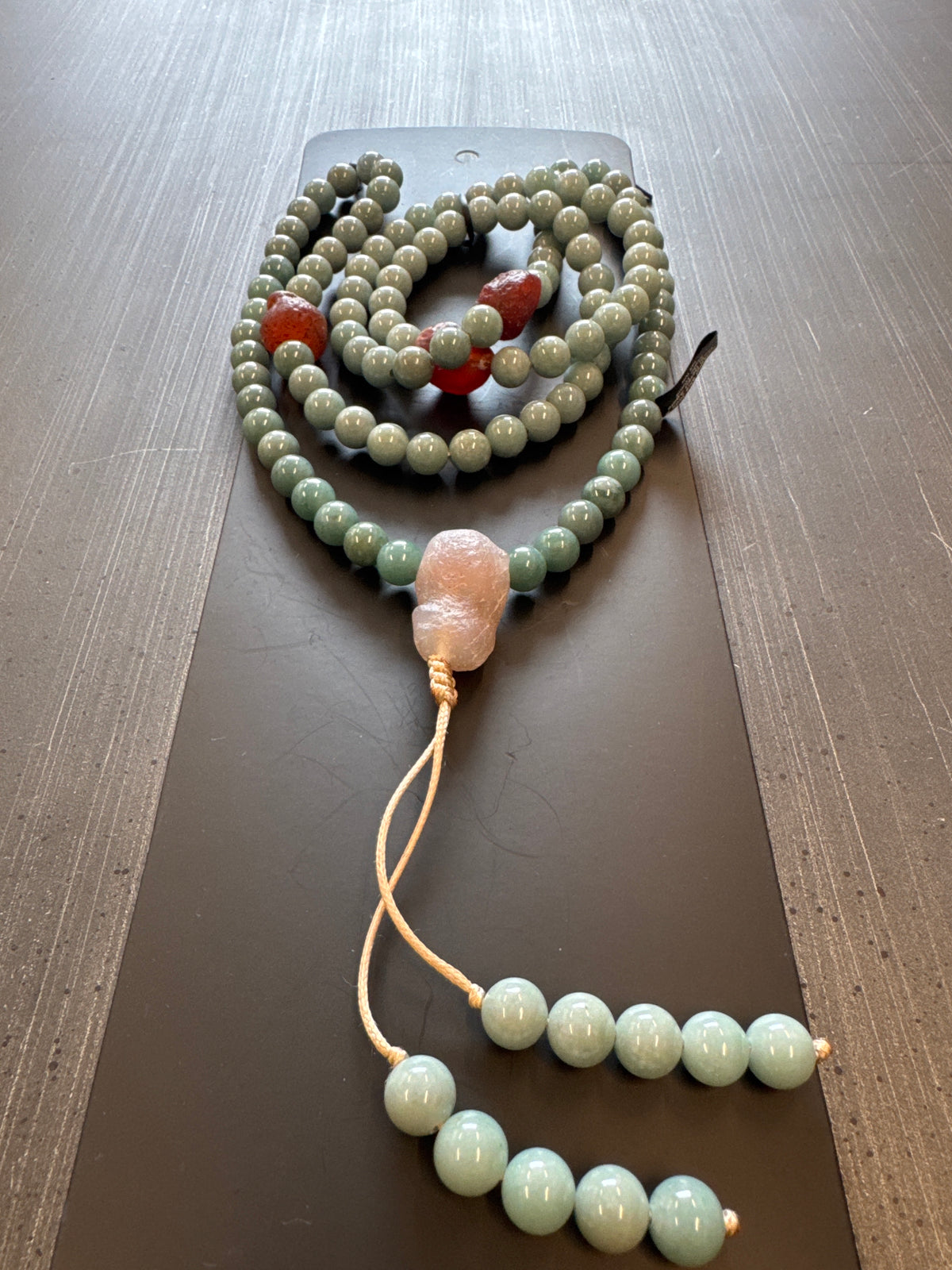 Mala Necklace — Celestial Blue Jadeite Jade, 10mm