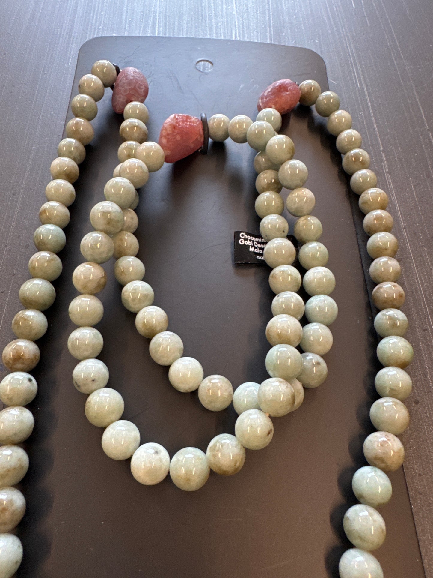 Mala Necklace — ChocoMint Jadeite Jade, 10mm
