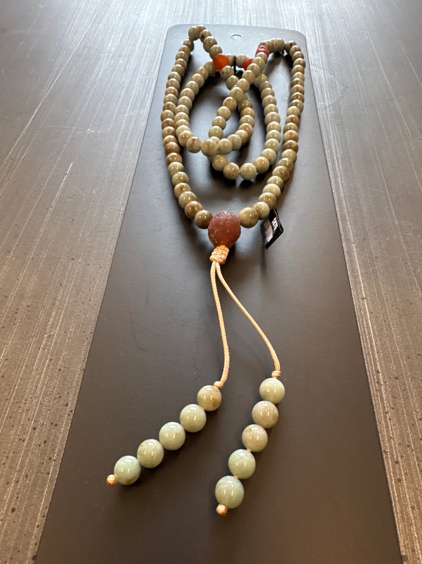 Mala Necklace — ChocoMint Jadeite Jade, 9mm