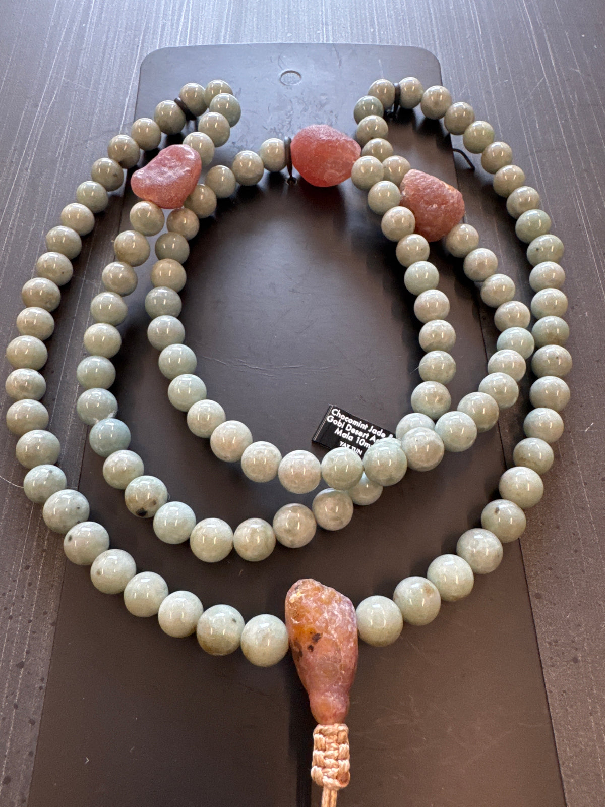 Mala Necklace — ChocoMint Jadeite Jade, 10mm