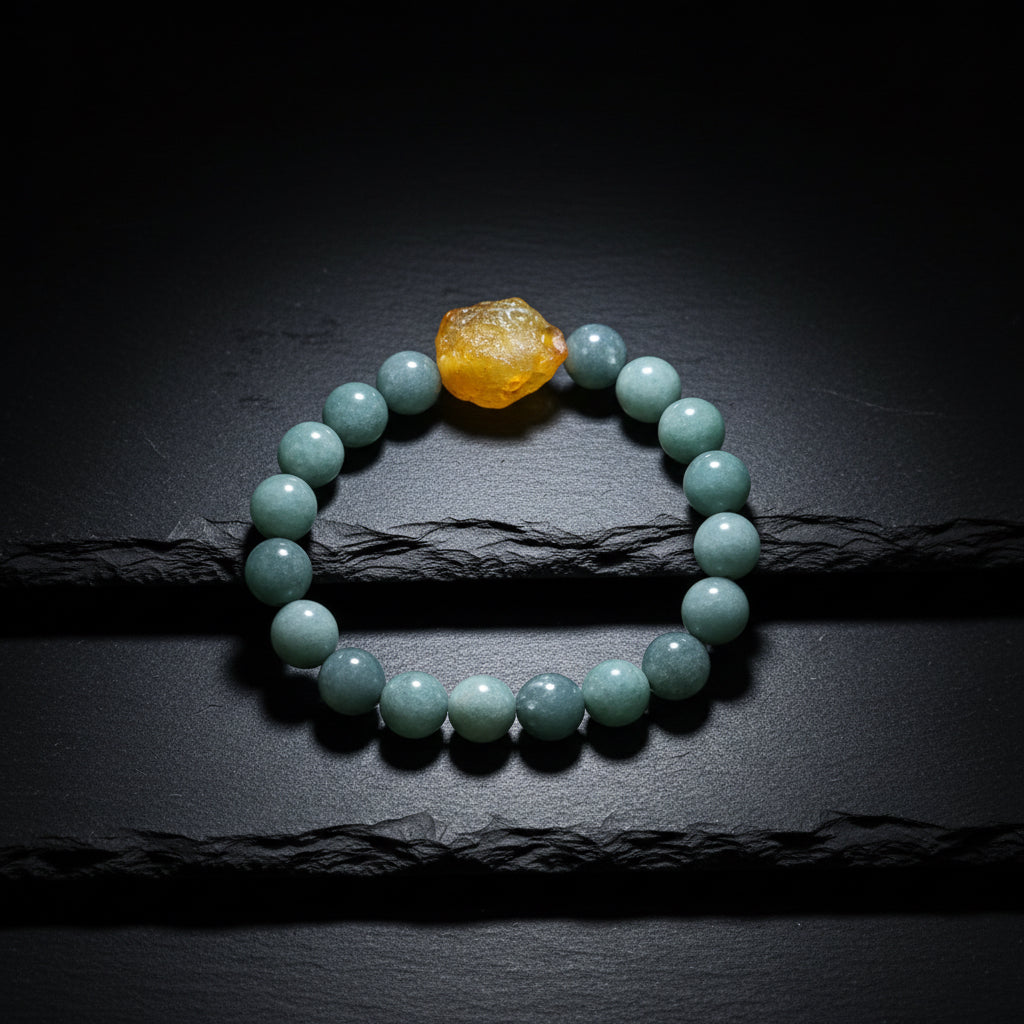 Blue & Grey Guatemalan Jade & Gobi Desert Agate Stretch Bracelet