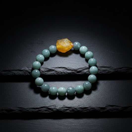 Blue & Grey Guatemalan Jade & Gobi Desert Agate Stretch Bracelet