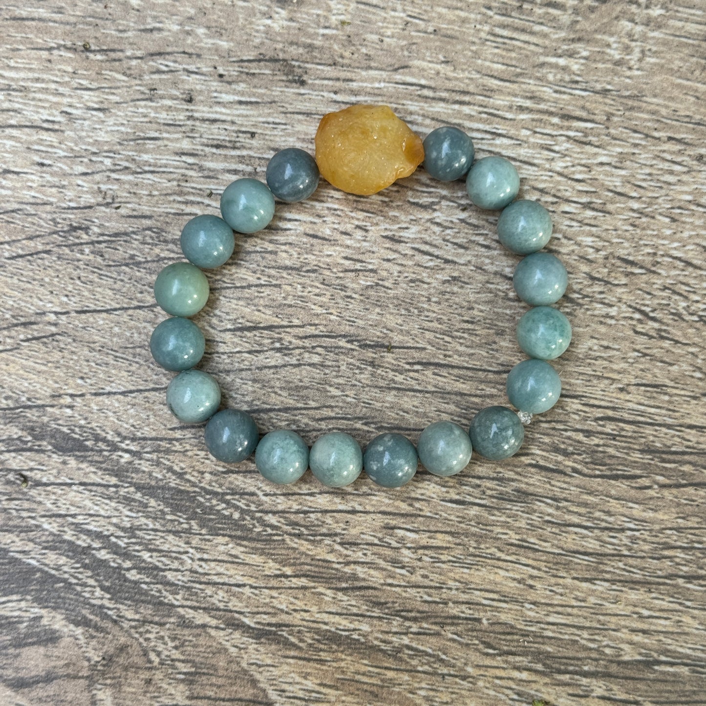 Blue & Grey Guatemalan Jade & Gobi Desert Agate Stretch Bracelet
