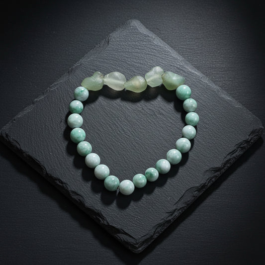 Gobi Desert Agate & Kazakh Jade Stretch Bracelet — Mint Agate
