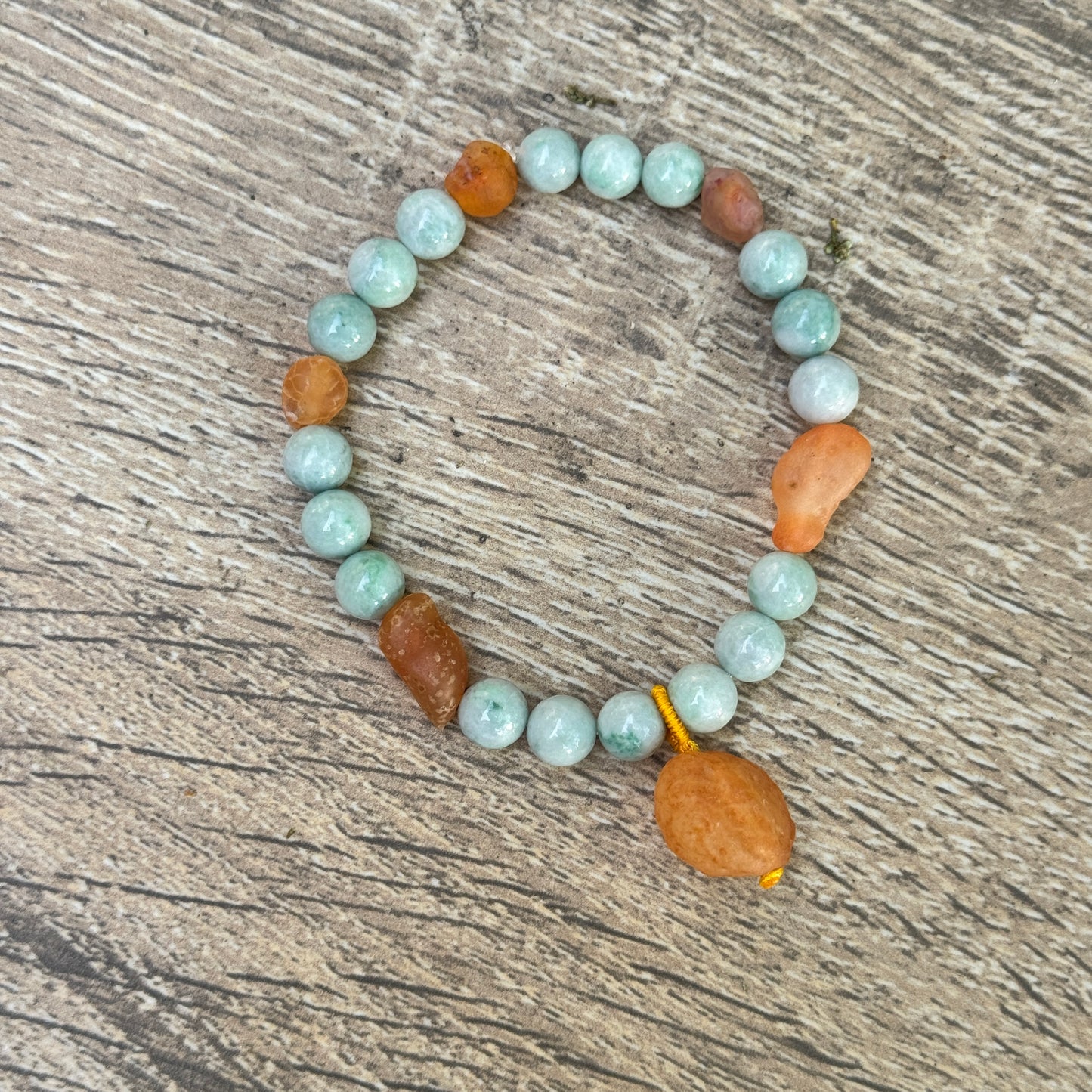 Gobi Desert Agate & Kazakh Jade Stretch Bracelet — Sunny Yellow Agate