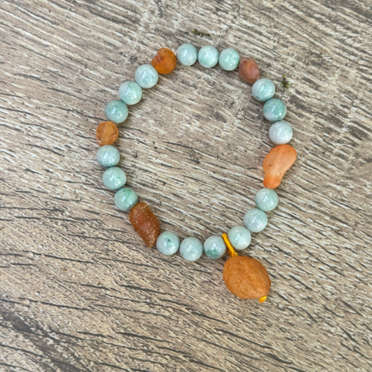 Gobi Desert Agate & Kazakh Jade Stretch Bracelet — Sunny Yellow Agate