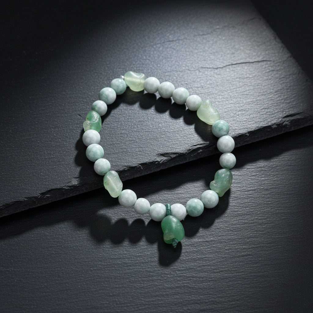 Gobi Desert Agate & Kazakh Jade Stretch Bracelet — Sage & Stone