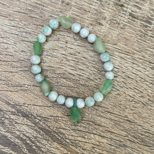 Gobi Desert Agate & Kazakh Jade Stretch Bracelet — Sage & Stone