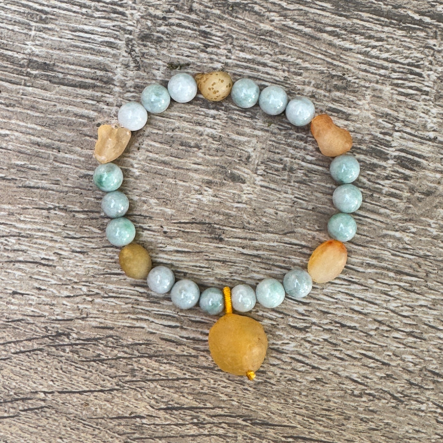 Gobi Desert Agate & Kazakh Jade Stretch Bracelet — Sunrise Agate