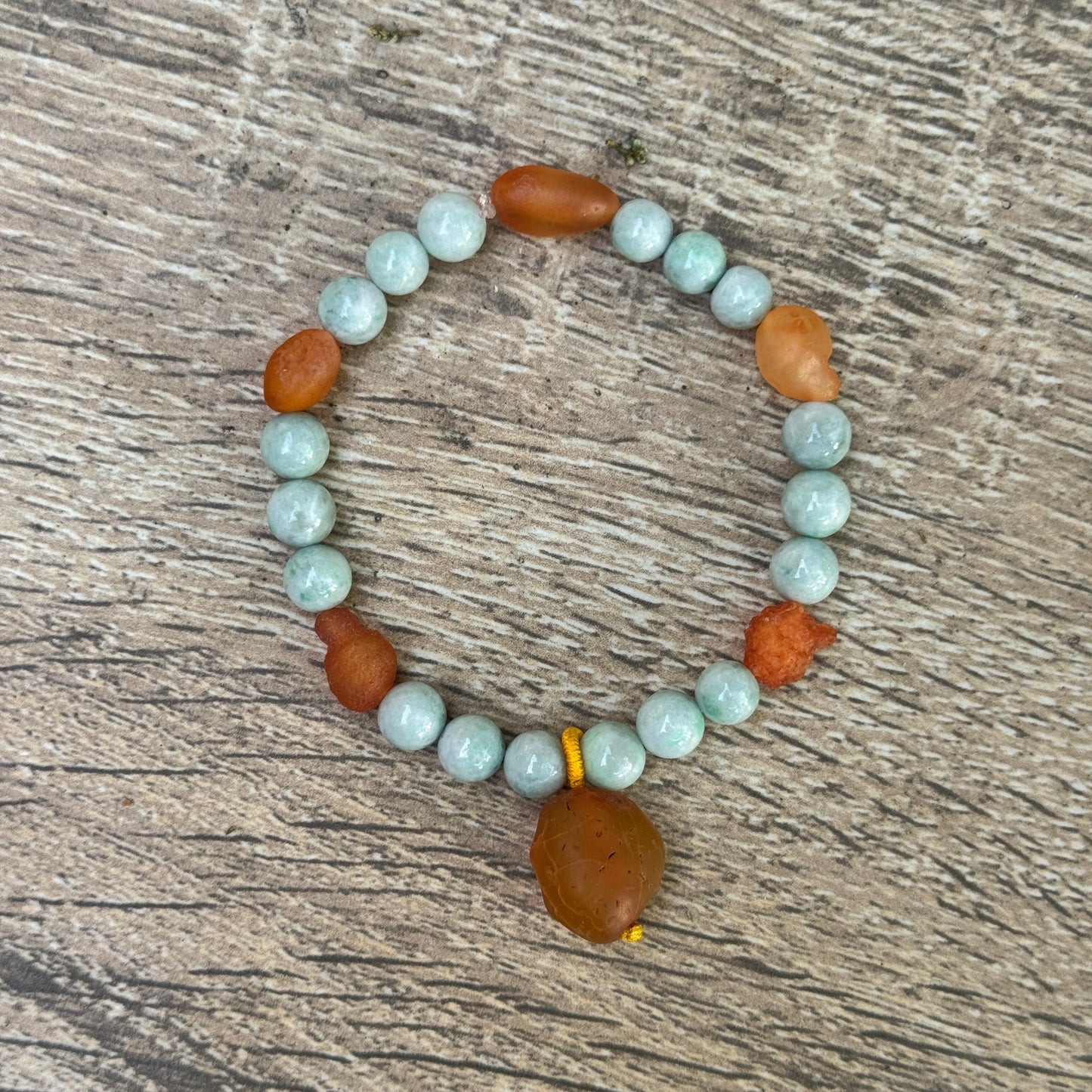 Gobi Desert Agate & Kazakh Jade Stretch Bracelet — Sunset Agate
