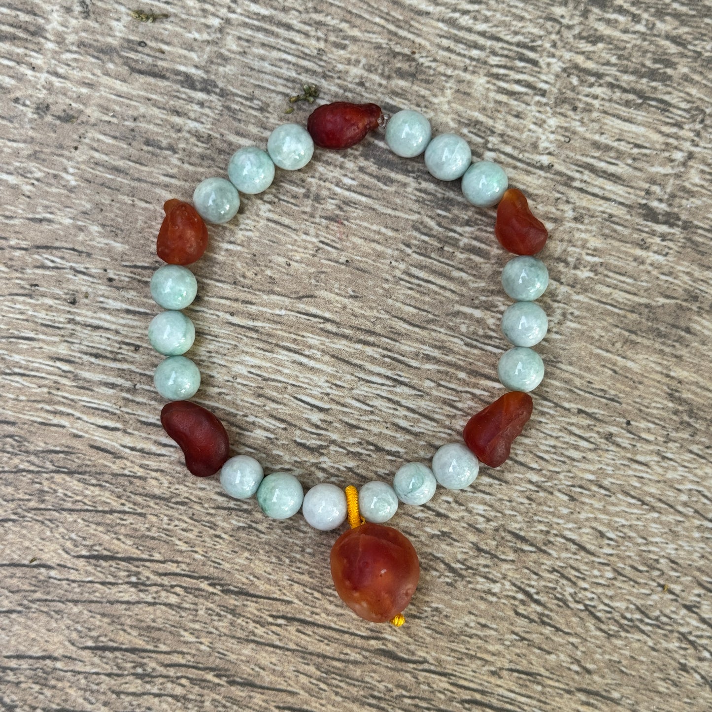 Gobi Desert Agate & Kazakh Jade Stretch Bracelet — Agate-Forward