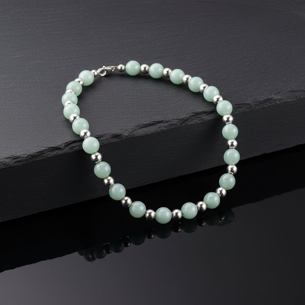 Manzano Guatemalan Jade & Silver Beaded Necklace