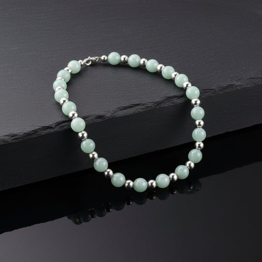 Manzano Guatemalan Jade & Silver Beaded Necklace