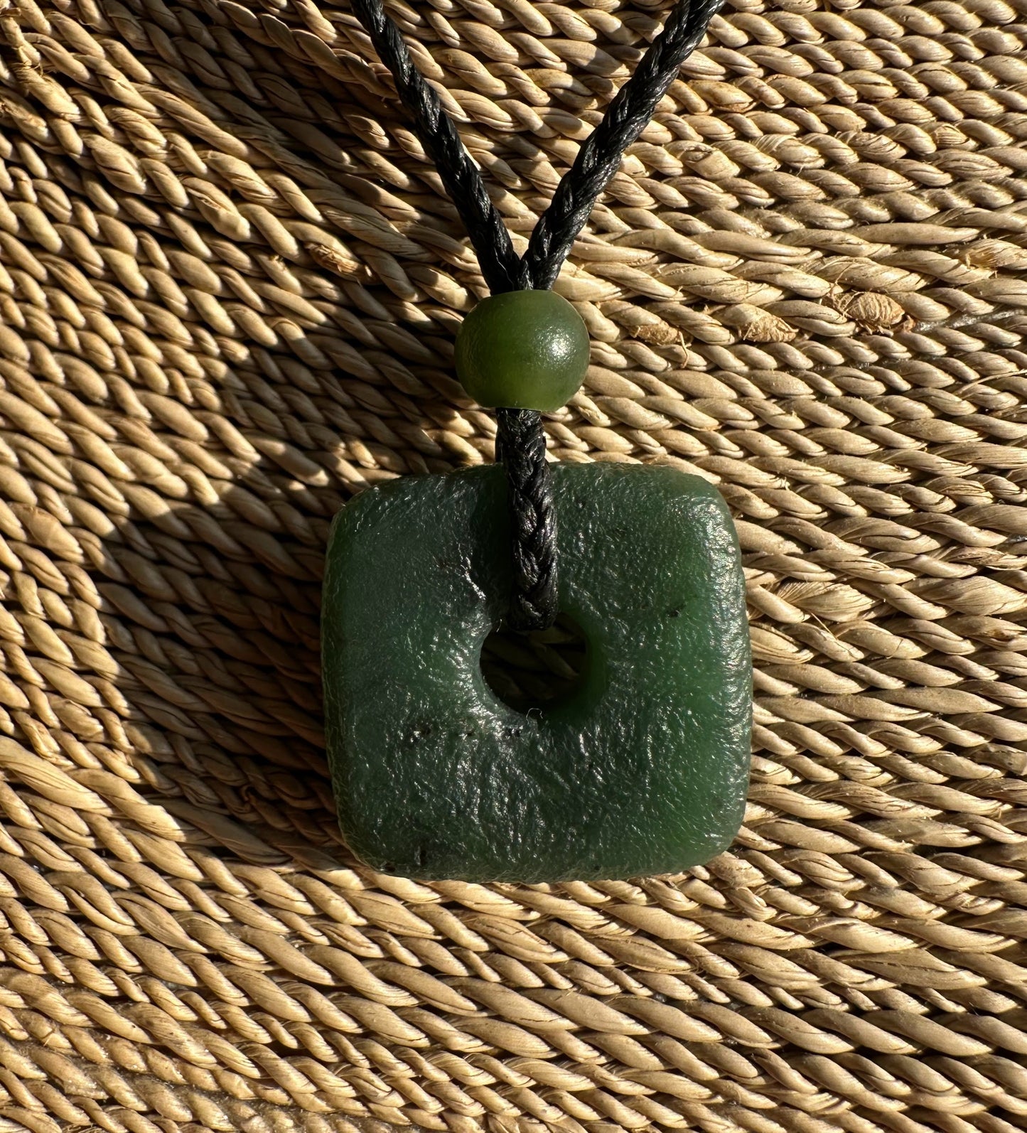 Canadian Jade Textured Square Pendant - 20mm