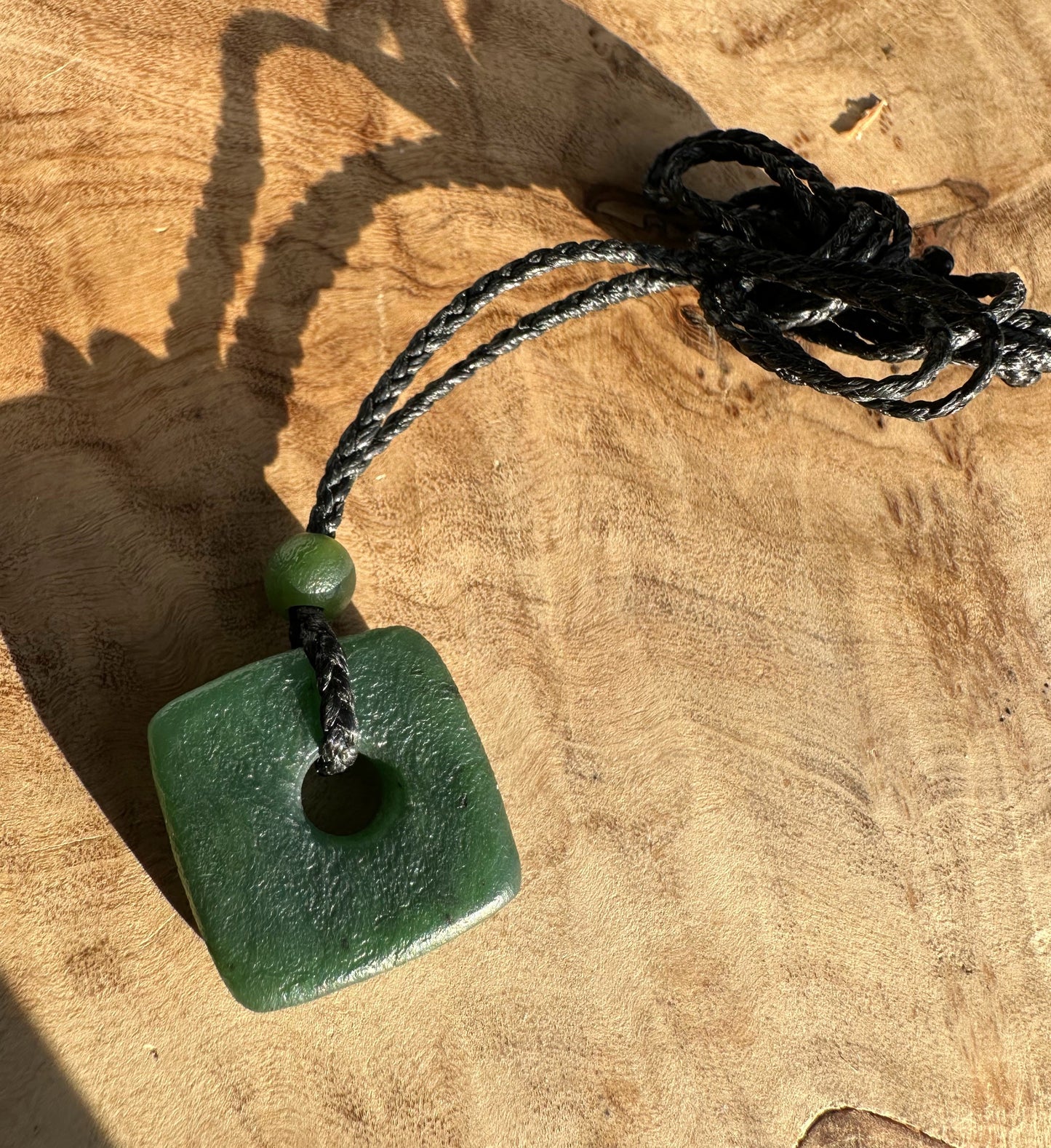 Canadian Jade Textured Square Pendant - 20mm