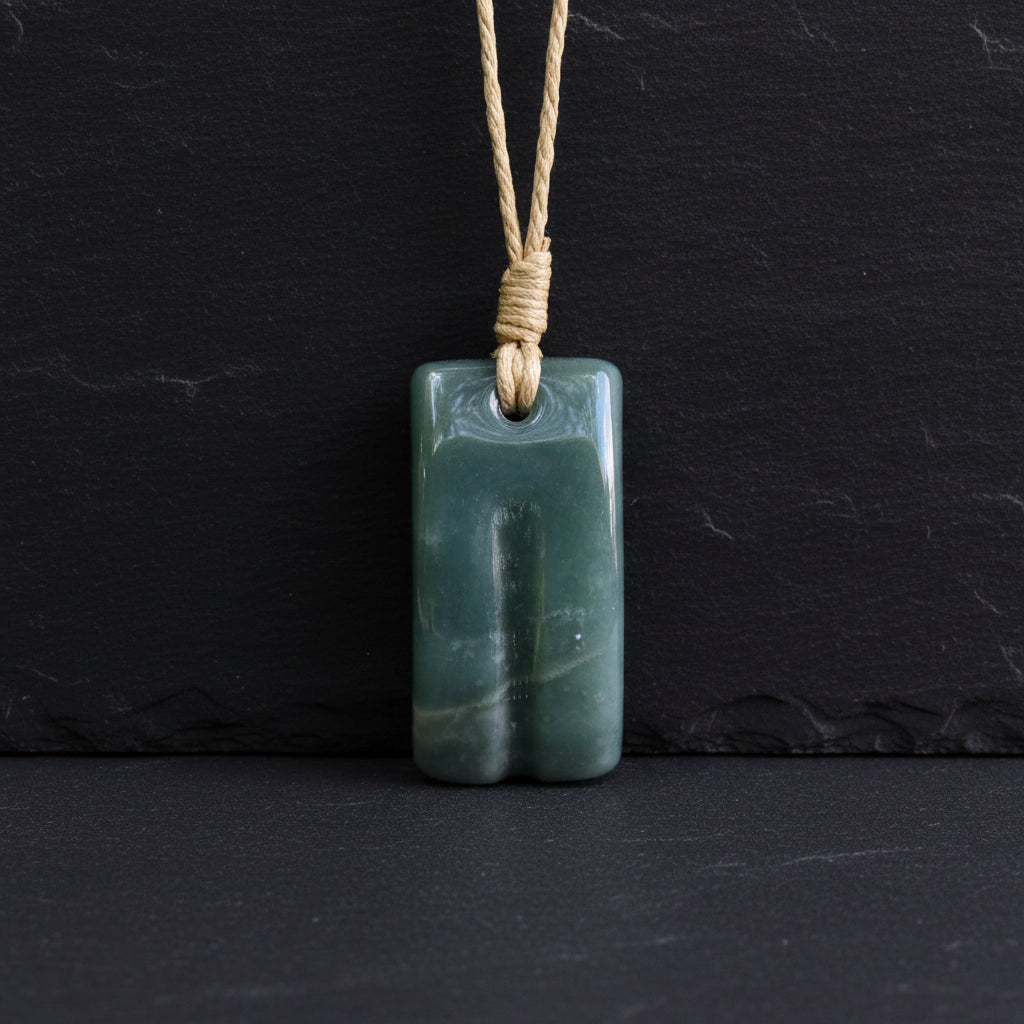 Guatemalan Blue Jadeite Freeform Pendant — Translucent Mayan Jade, Medium